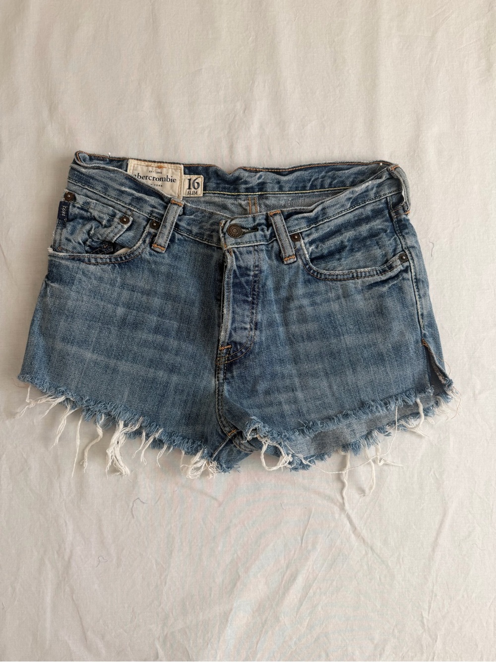 Girls- Abercrombie & Fitch Light Blue Denim Cutoff Shorts - Size 16